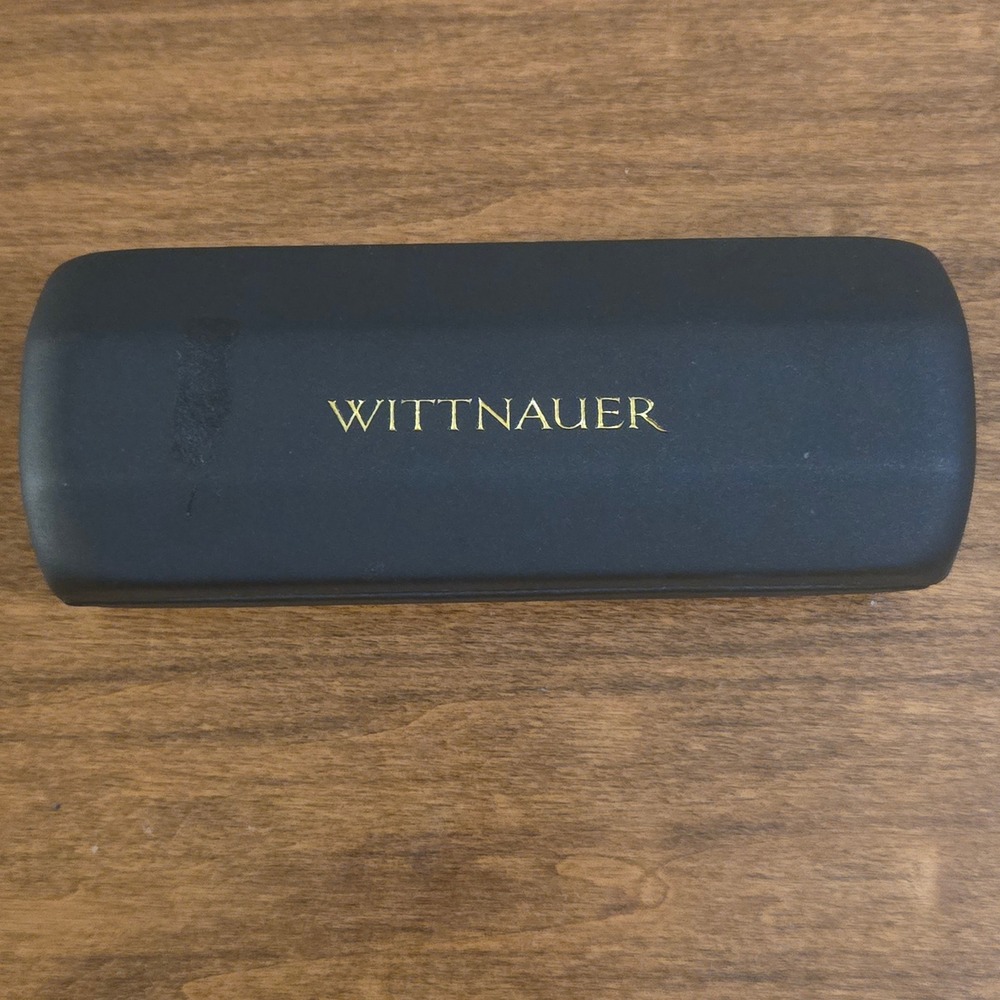 Wittnauer Hard Shell Eyeglass Case Black Gold Logo Clamshell Protective Cover